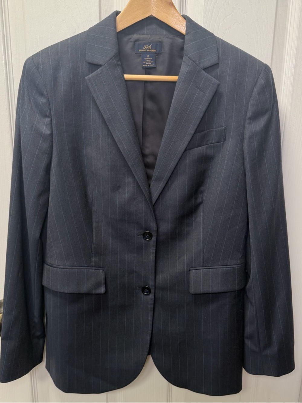 346 Brooks Brothers Women’s Wool Blazer Size 10 Navy Pinstripe Classic Career - Picture 5 of 7